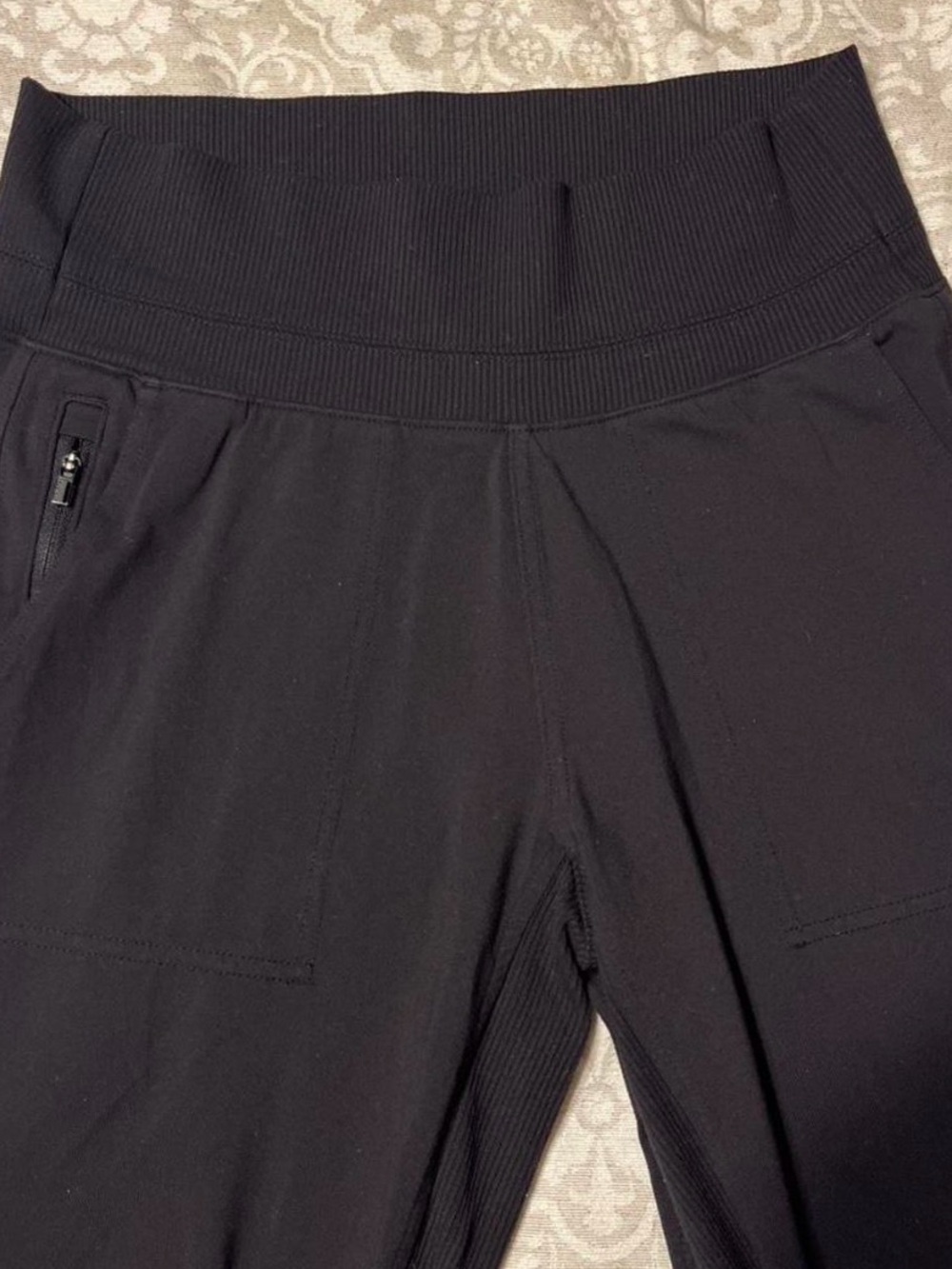 Athleta Black Ribbed-Waist joggers